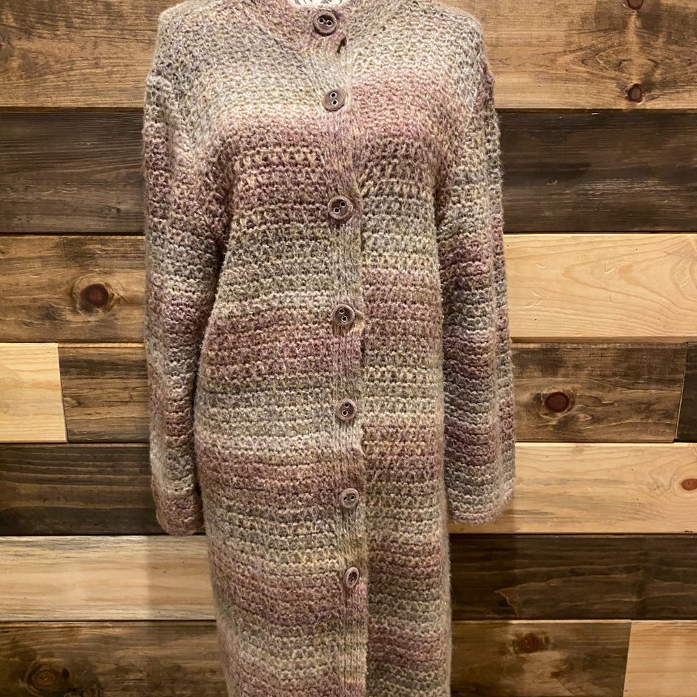 J jill Long Multi Cardigan/velvet buttons